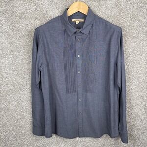 John‎ Varvatos USA Long Sleeve Pleated Button Up Dress Shirt Men's XL Blue